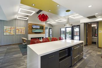 Community Room with lounge and full kitchen at Eden Commons in Eden Prairie, MN 55344